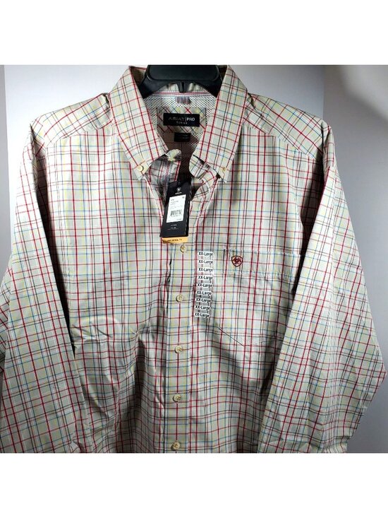 Ariat Other - Ariat Pro Series Mens XXLarge Plaid Long Sleeve Button Shirt Tan XXL 2XL